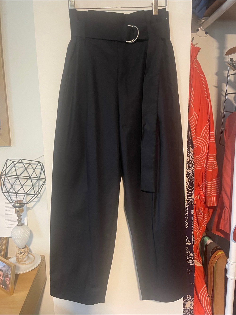 COS Belted High Waisted Barrel Leg trousers